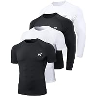 MEETWEE Maglietta Compressione Uomo Traspirante,Manica Lunga/Corta Palestra,Running,Ciclismo,Sport Intensi