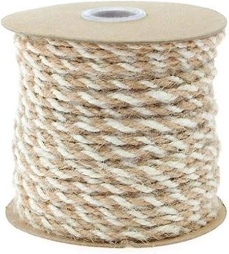 Cinta de cuerda de yute bicolor, 564 pulgadas, 50 yardas (blanco hueso)