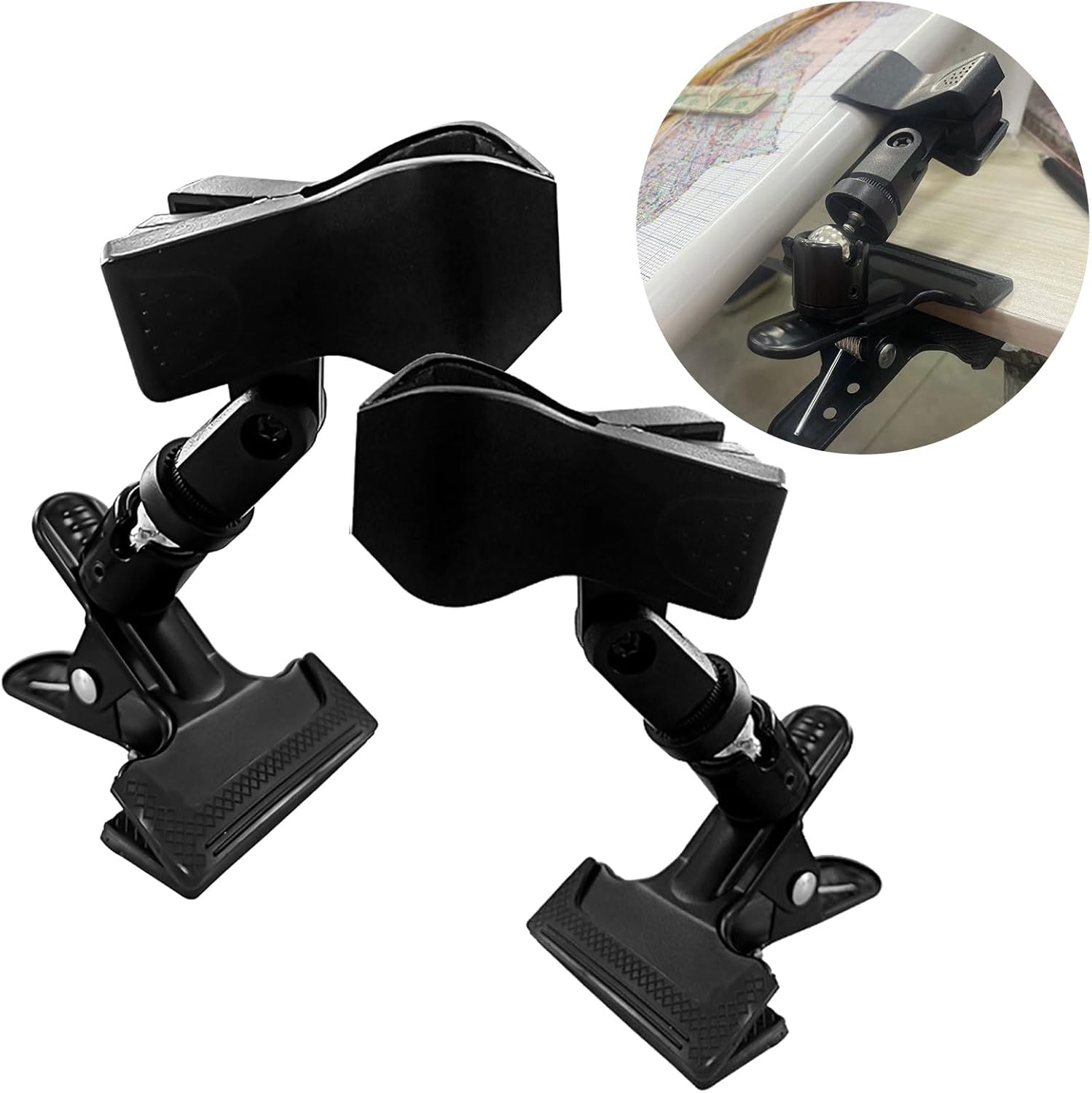 Embroidery Hoop Holder Table Clamp, 2Pcs 360° Rotated Adjustable Table Clamp Metal Adjustable Embroidery Stand for Cross Stitch, Quilting Silk Painting, Opening Up to 1.57inch for Needle Sewing