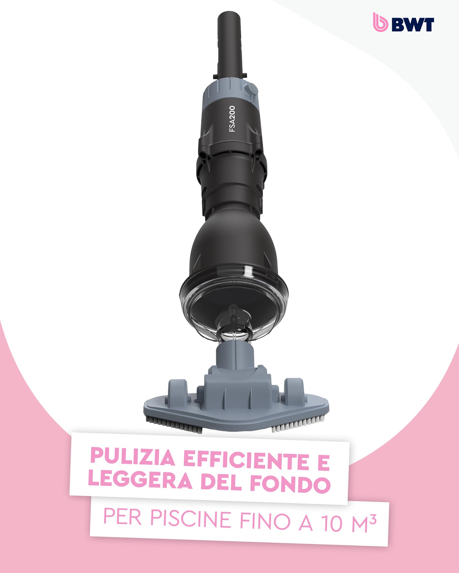 Aspiratore piscina BWT FSA200 senza fili | aspirapolvere potente 30 min | pulisci fondo vasca fuori terra | scopa aspirante per acqua | capacità 0,42 l design moderno | Potente aspirapolvere senza fili per il pavimento con massima libertà di movimento