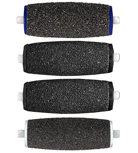 Pedicure Refill Rollers Compatible with Amope Pedi Perfect Foot File, 4-Pack Mixed Refills Heads (1 Extra Coarse, 2 Regular Coarse, 1 Soft Touch