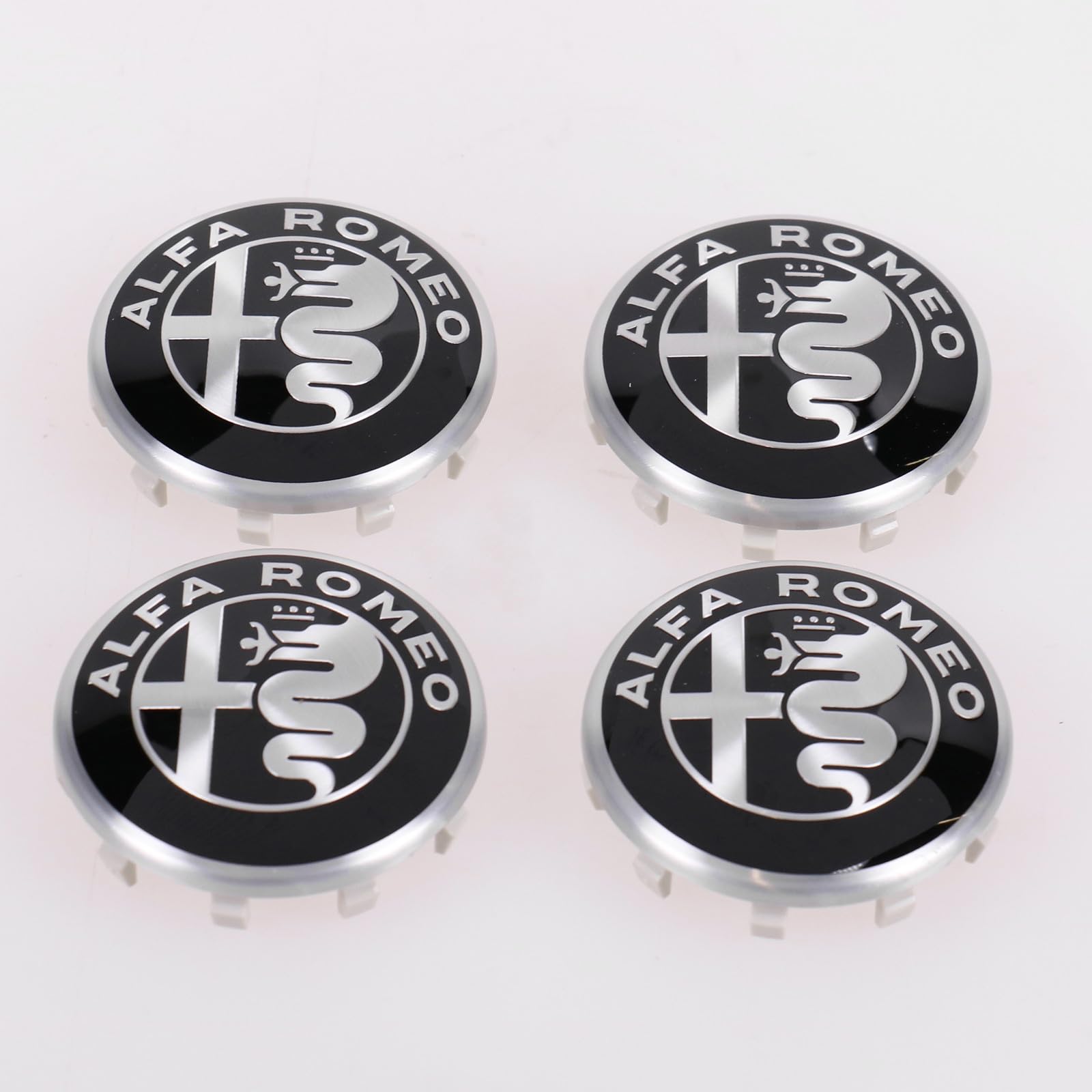 KIT COPRIMOZZO RUOTA PER ALFA ROMEO GIULIA STELVIO BIANCO E NERO ORIGINALE 71808019