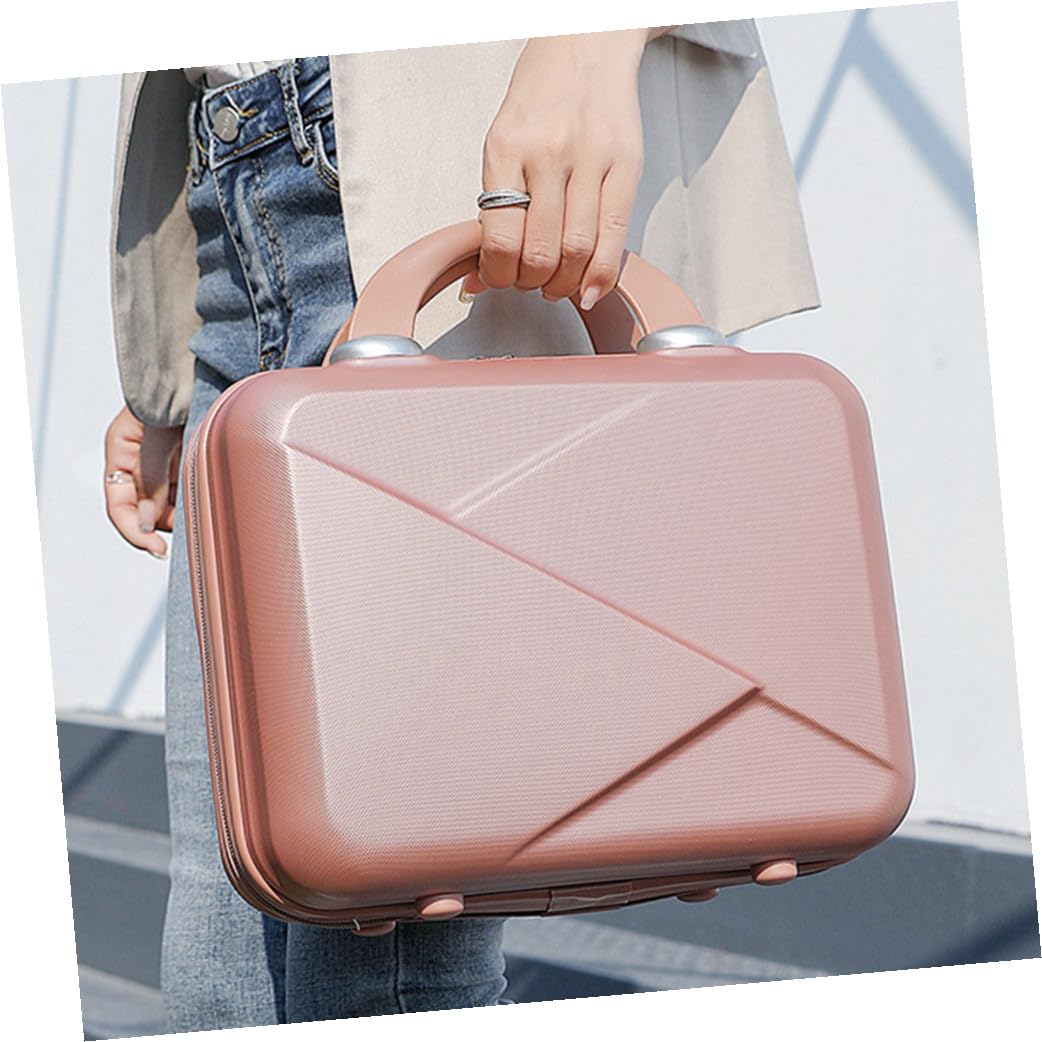 WOONEKY Valigia Cosmetica da Viaggio Donna 14 Pollici, Borsa per Trucchi e Protettiva Tessuto Mesh Abs, Borsa da Toilette per Uso Domestico e Travel