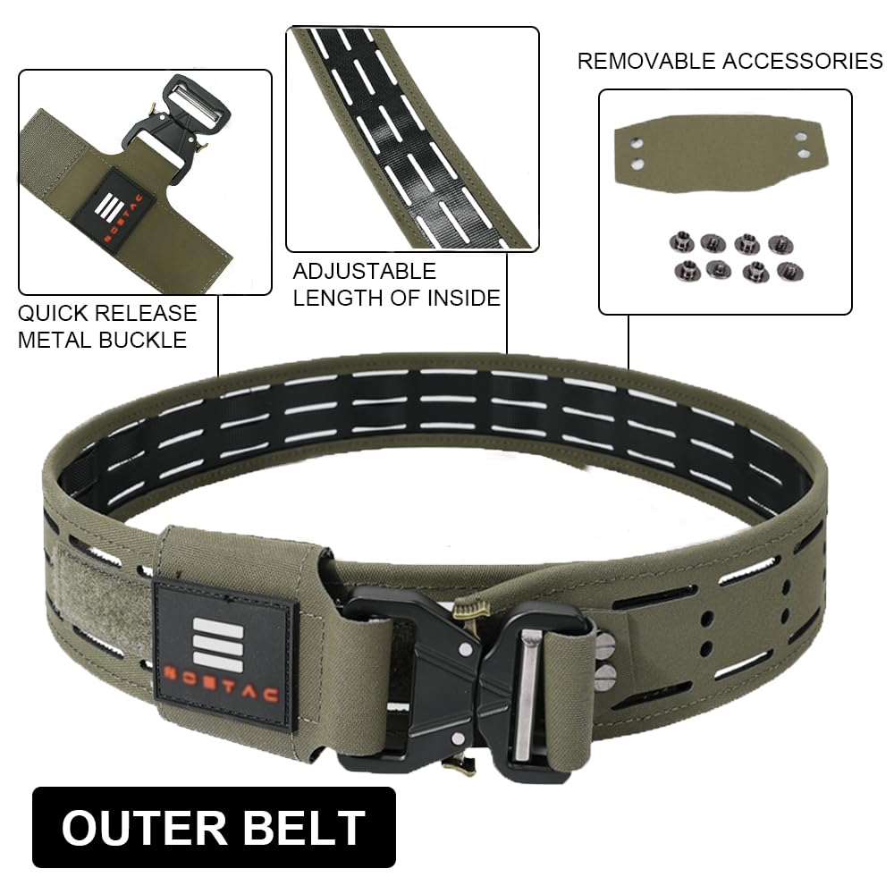SINAIRSOFT Tactical Battle Belt,Dual Layer Combat Belt,1.75” Inner & 2.15” Outer Quick-Release Rigger MOLLE Belt
