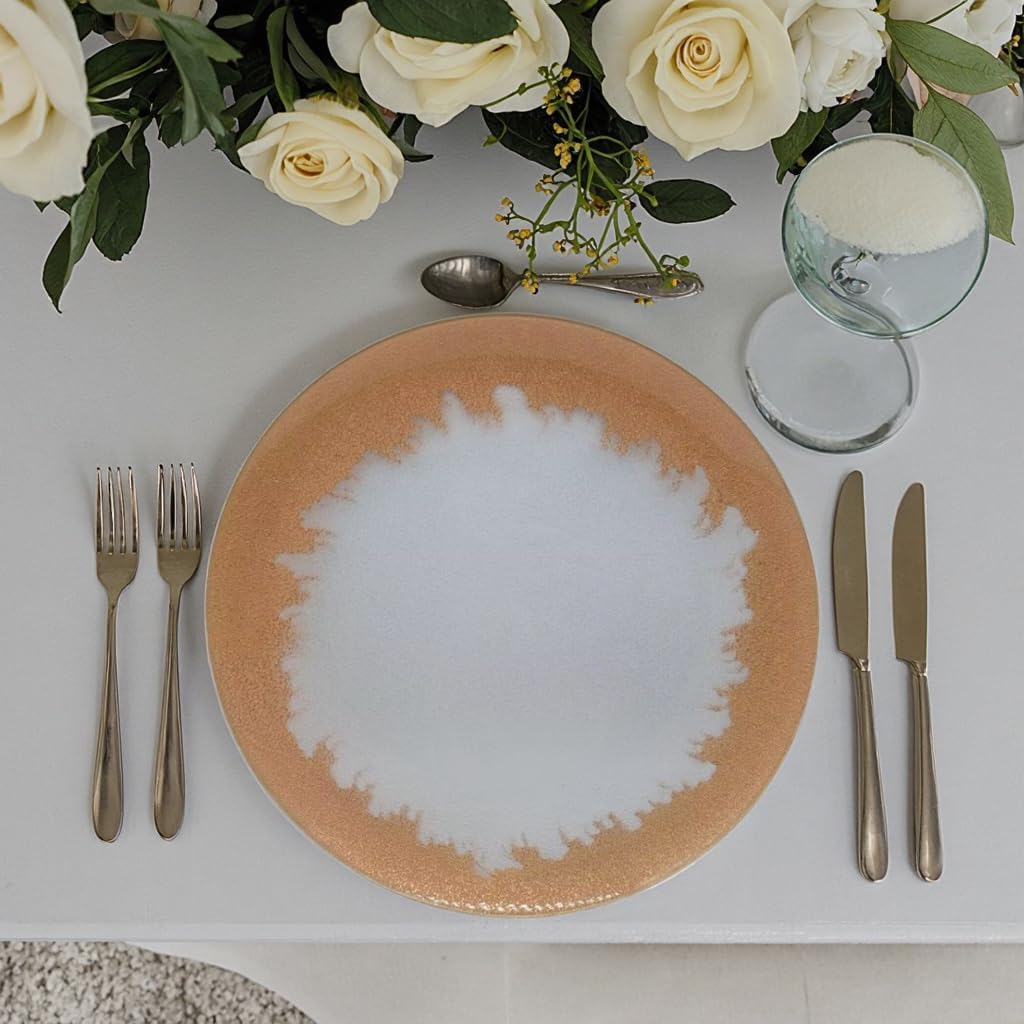 Xiangjin 12 piece set of 13 inch gold edged charger plate, circular transparent reusable decorative plate for dinner, suitable for wedding parties, elegant decoration, charming dining table decoration