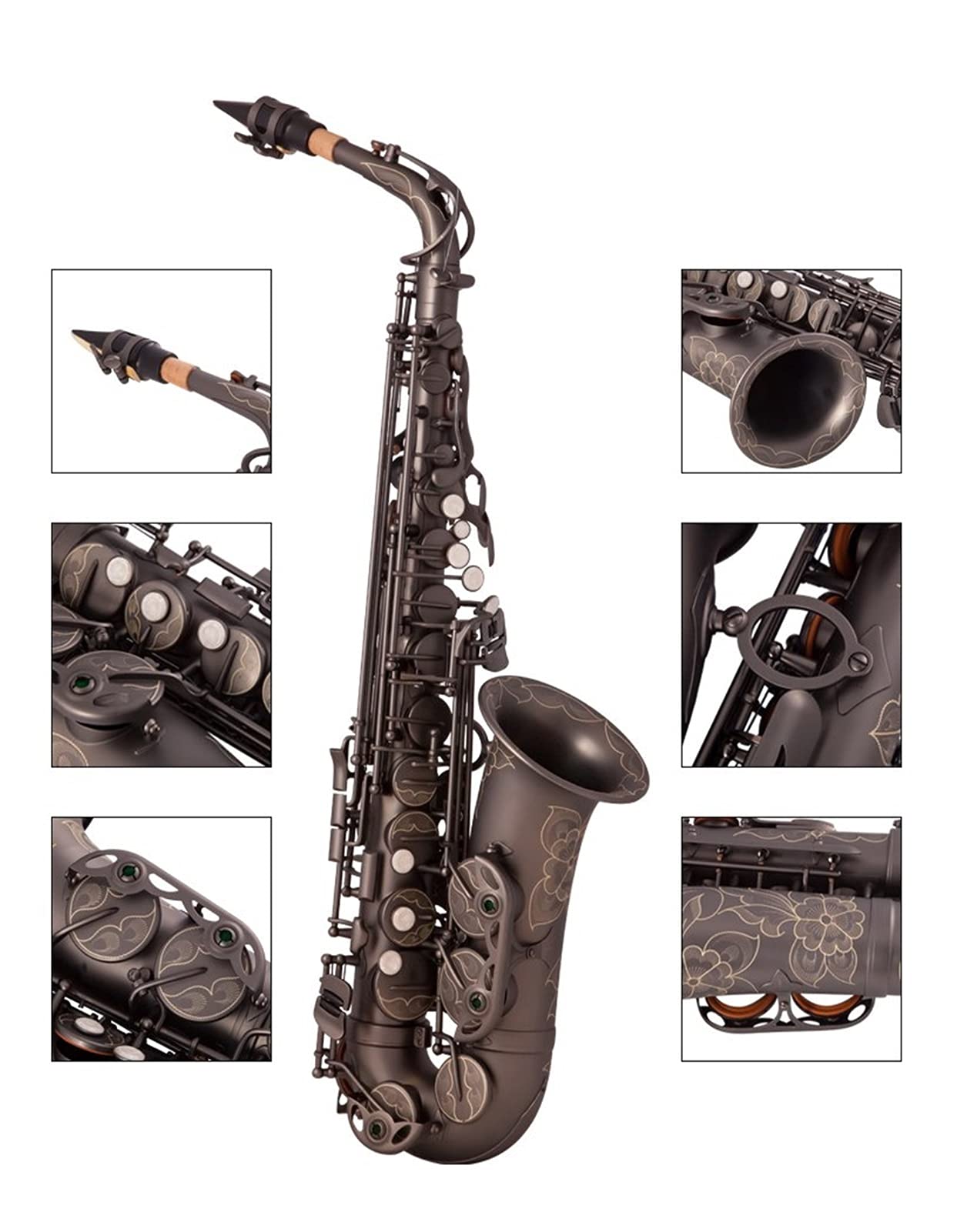 Sassofono Contralto in MIB Nichel Nero Ottone Laccato Oro E Sax Piatto 82Z Tipo Chiave Strumento A Fiato Sassofono