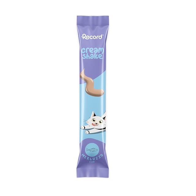 Foto 4 de 4 de Record - Cream Shake Snack Cremoso para Gatos al Bacalao, 12 Pack (7 Barras de 12 g) Monoproteico Grain Free…