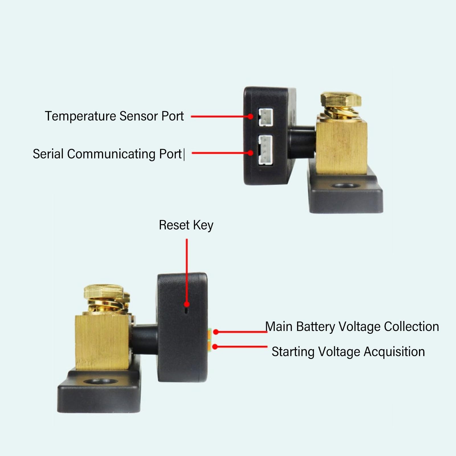 Batteriemonitor mit Shunt, 2,4-Zoll-Farbbildschirm, RV-Batteriemonitor, 120 V, 300 A, Batteriemonitor mit Alarm, Kabelloser Spannungsstrommesser, DC-Voltmeter, Coulometer für