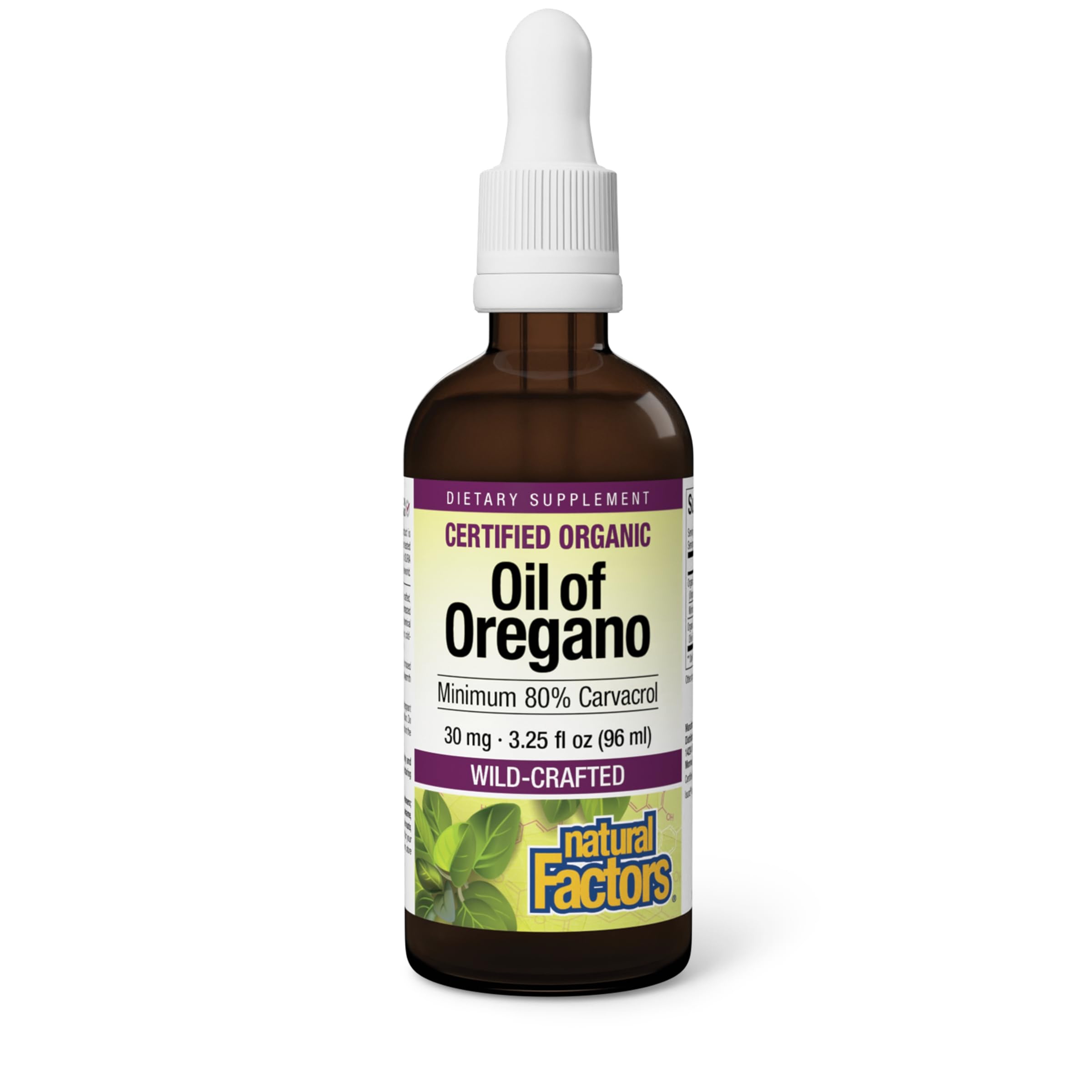 Natural Factors Organic Oil of Oregano 3.25 fl oz, 80% Carvacrol 3.25 Fl Oz (Pack of 1)