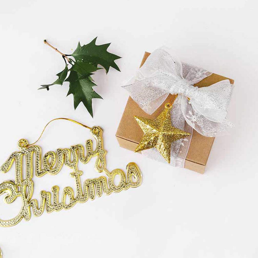 NUOBESTY 30pezzi Stella Glitterata d Oro Decorazione per Albero di Natale Ciondolo da Appendere Decorazione Forma di Stella per Albero di Natale
