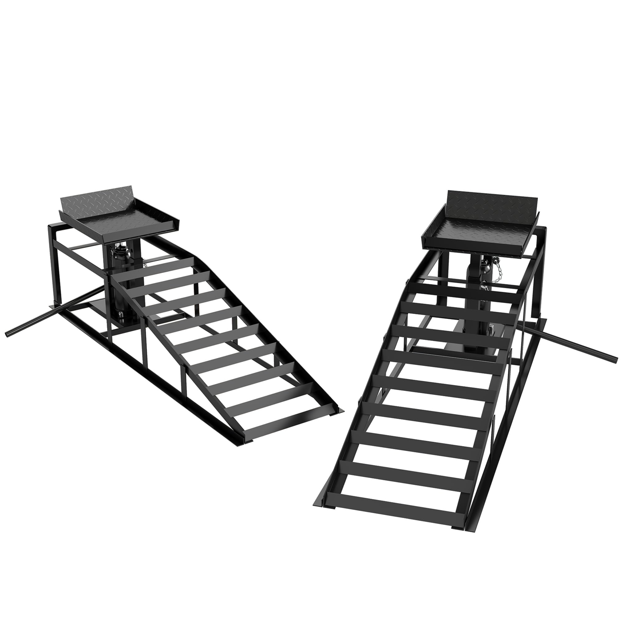 HOMCOM Set 2 Rampe Sollevamento Auto Portata 3 T Altezza 23-32.5 cm Nero | Rampe per Auto, Altezza Regolabile, Pneumatici fino a 23 cm, Sollevatori per Cambio Olio, Garage e Officina