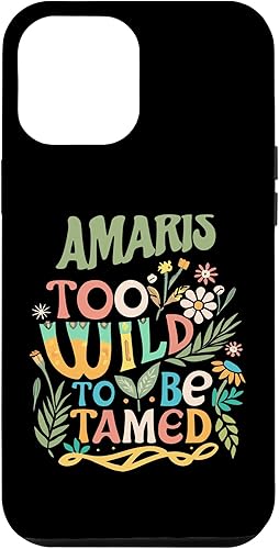 Funda con nombre AMARIS para iPhone 13 Pro Max con nombre de AMARIS para niñas retro con diseño de flores silvestres