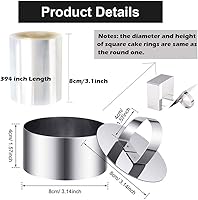 Vista 2 de DATANYA Paquete de 9 moldes para anillos de pastel de 3.15 pulgadas con collares de pastel de 3 pulgadas, anillos de comida de acero inoxidable