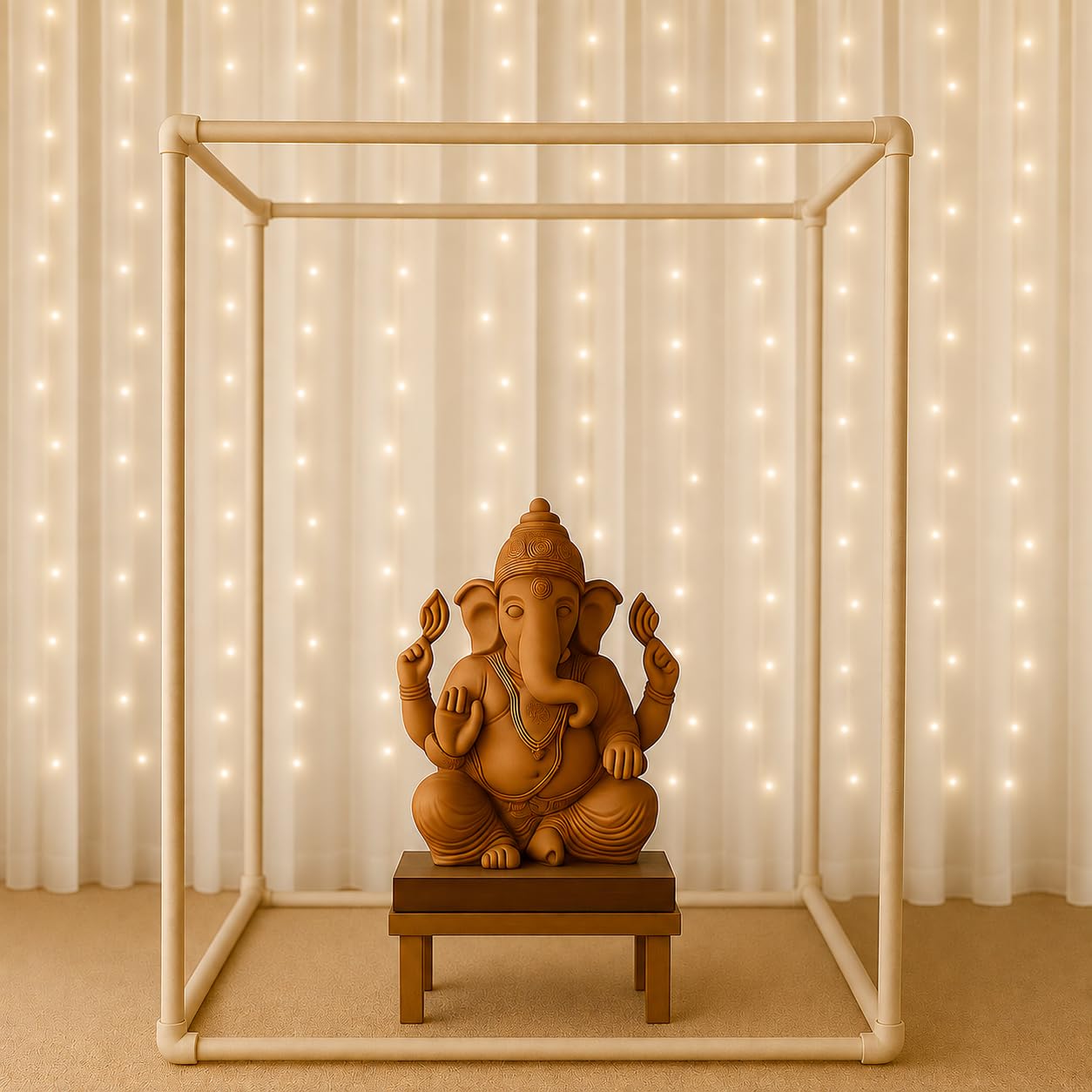 Abhaas White DIY Mandap Tent Frame, Decorative Stand for Ganesh Chaturthi, Pooja Festivals, Home Decor (20 Inches Cube)-picture-15