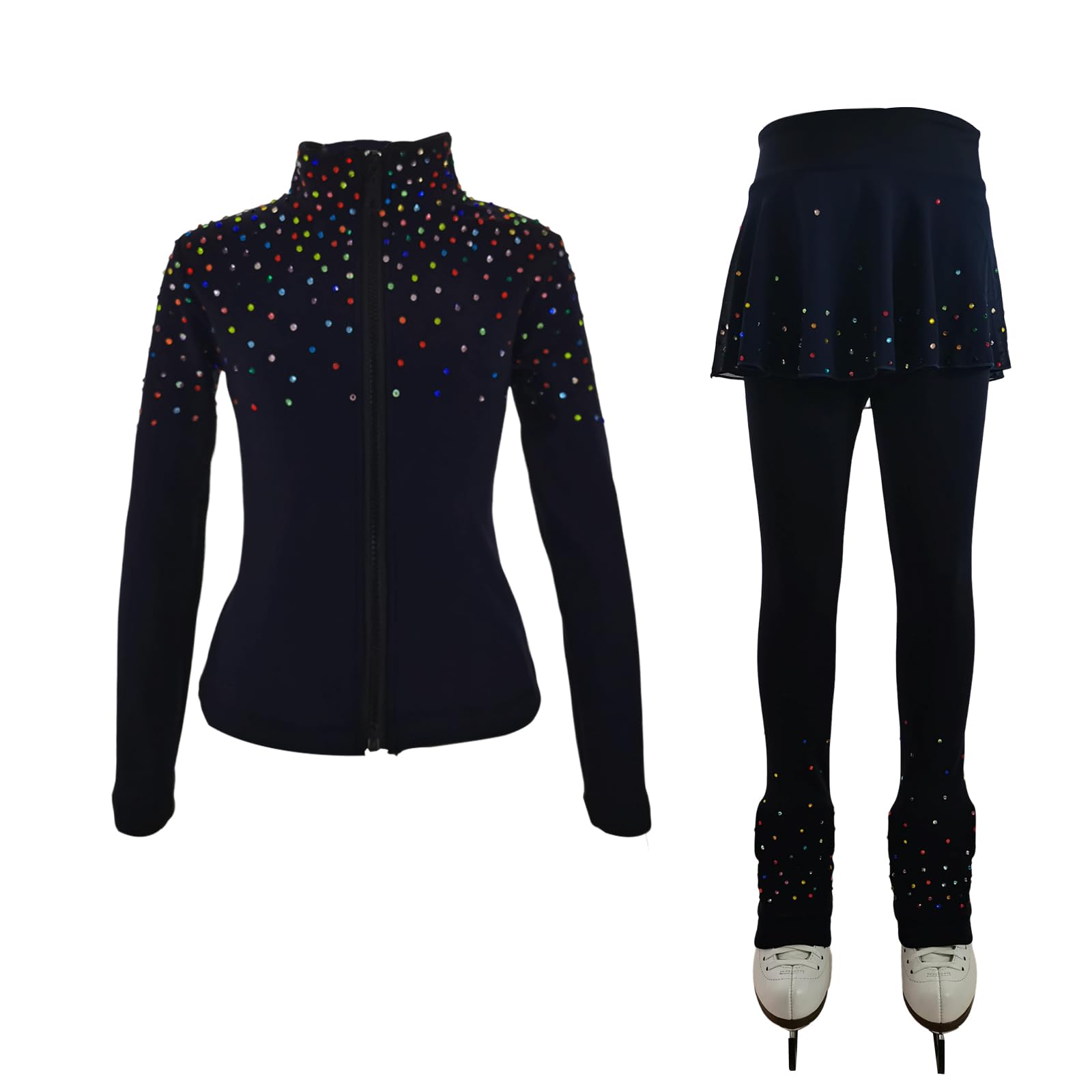 LIUHUO Figura Pattinaggio su Ghiaccio Allenamento Pantaloni Giacche Ragazze Delle Donne Pile Lucido Colorato Diamante Ragazza Confortevole