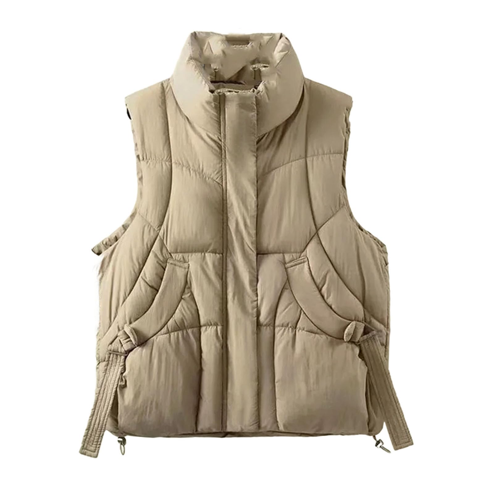 Gilet sans manches chaud pour femme veste ample noire et beige