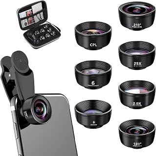 X spring Phone Lens Kit, 7 PCS Multi-Function Mobile Camera Lens, High Definition Fisheye Macro Wide Angle Lens Compatible with Most Smartphones