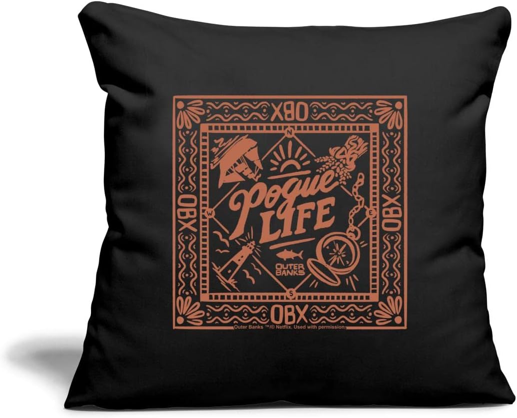 Spreadshirt® Outer Banks Merch Pogue Life Sofa pillow with filling 45cm x 45cm, black Amazon