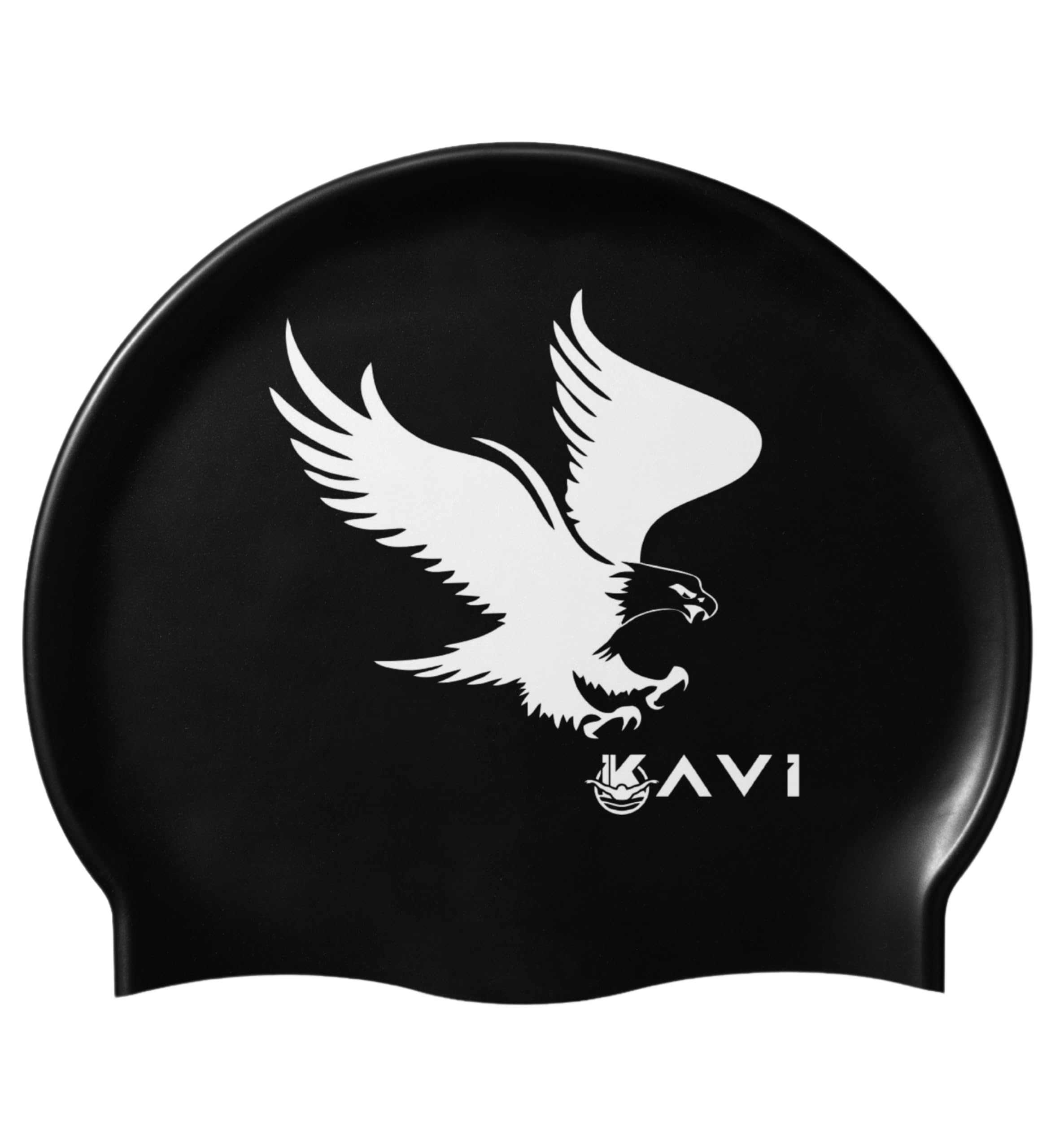 Silicone Swim Cap with Animal Design - Durable & Stretchable, One Size Fits All (Eagle Black)