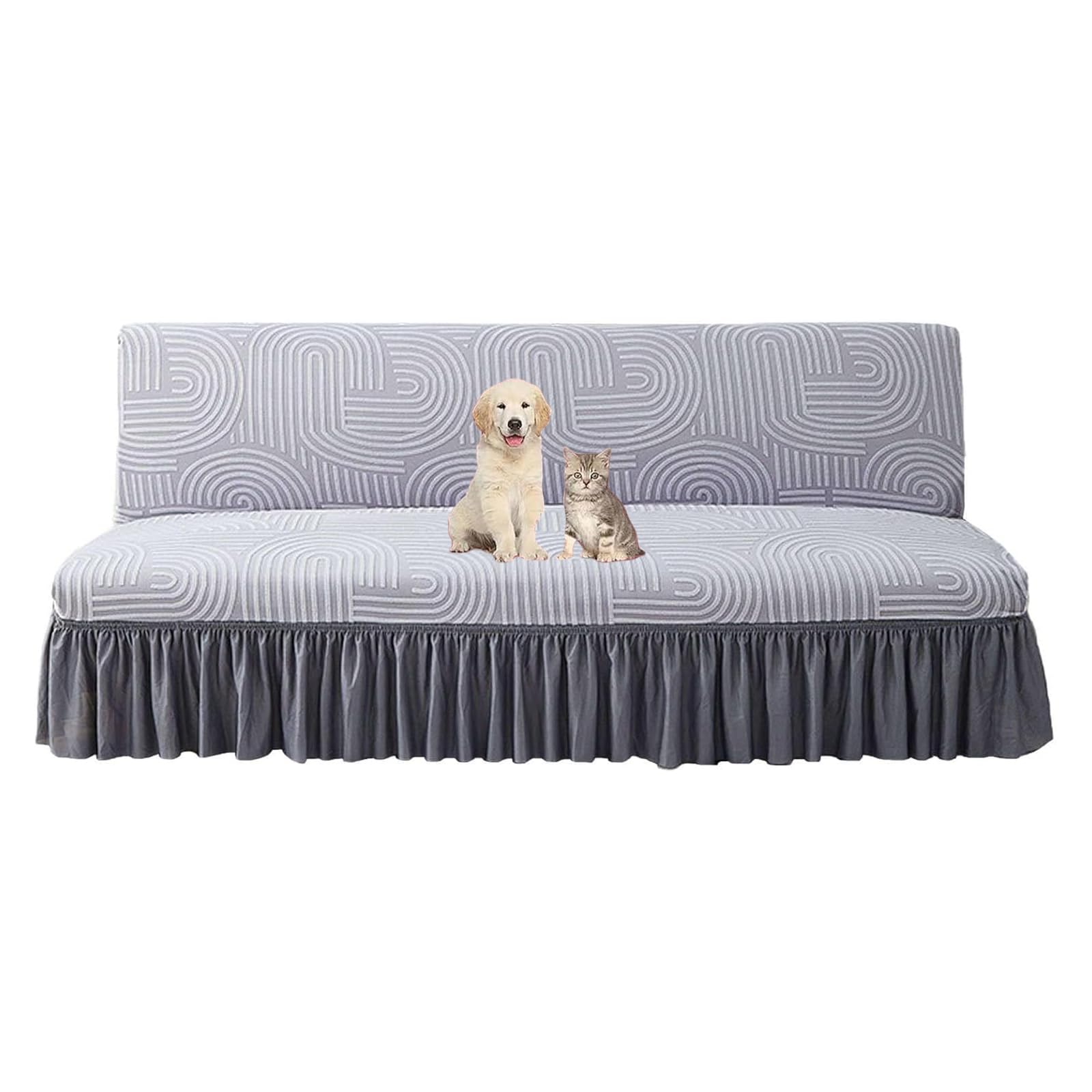 Housse de futon antidérapante et extensible taille M ajustement parfait gris clair