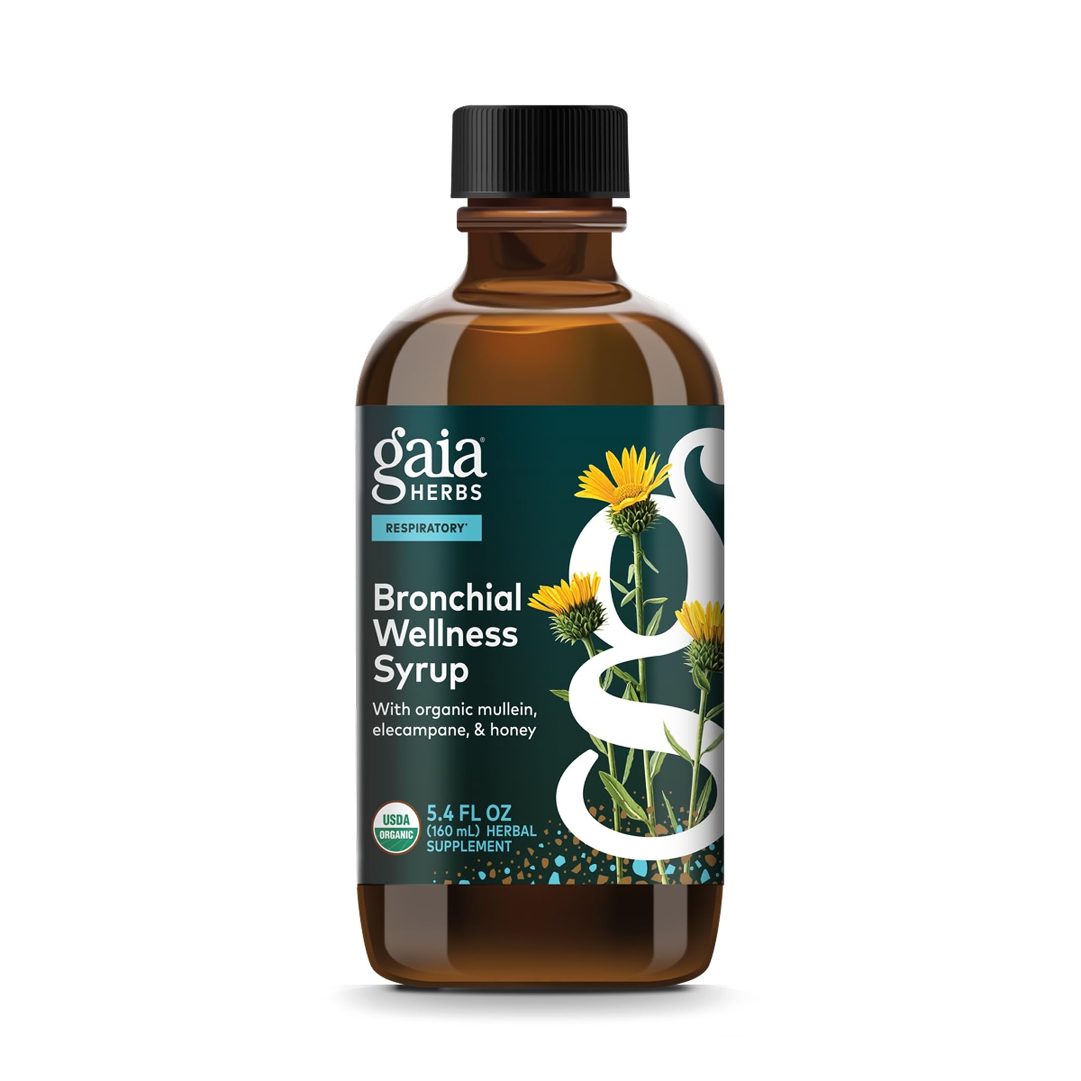 Βότανα Gaia Βότανα Bronchial Wellness Syrup - ανοσοποιητικό συμπλήρωμα υποστήριξης για να βοηθήσει τη διατήρηση της υγείας των πνευμόνων και να βοηθήσει να παρέχει άνεση για περιστασιακό πονόλαιμο - 5.4 Fl Oz (Μέχρι 32-Ημέρες εφοδιασμού)
