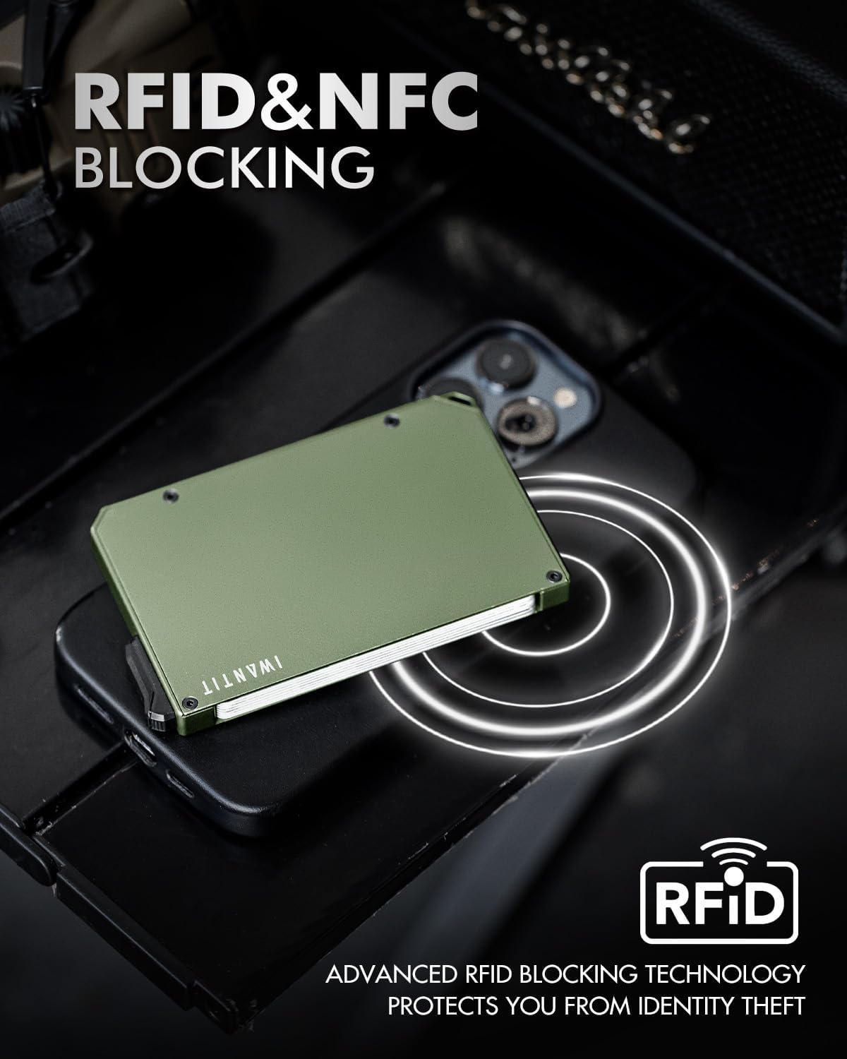 iwantit Pop Up Wallet for Men, Slim Minimalist Credit Card Holder with Money Clip - Man Metal Aluminum Wallet RFID Blocking, Smart Tactical Wallet for Men, Gift for Men (Green) - Image 7