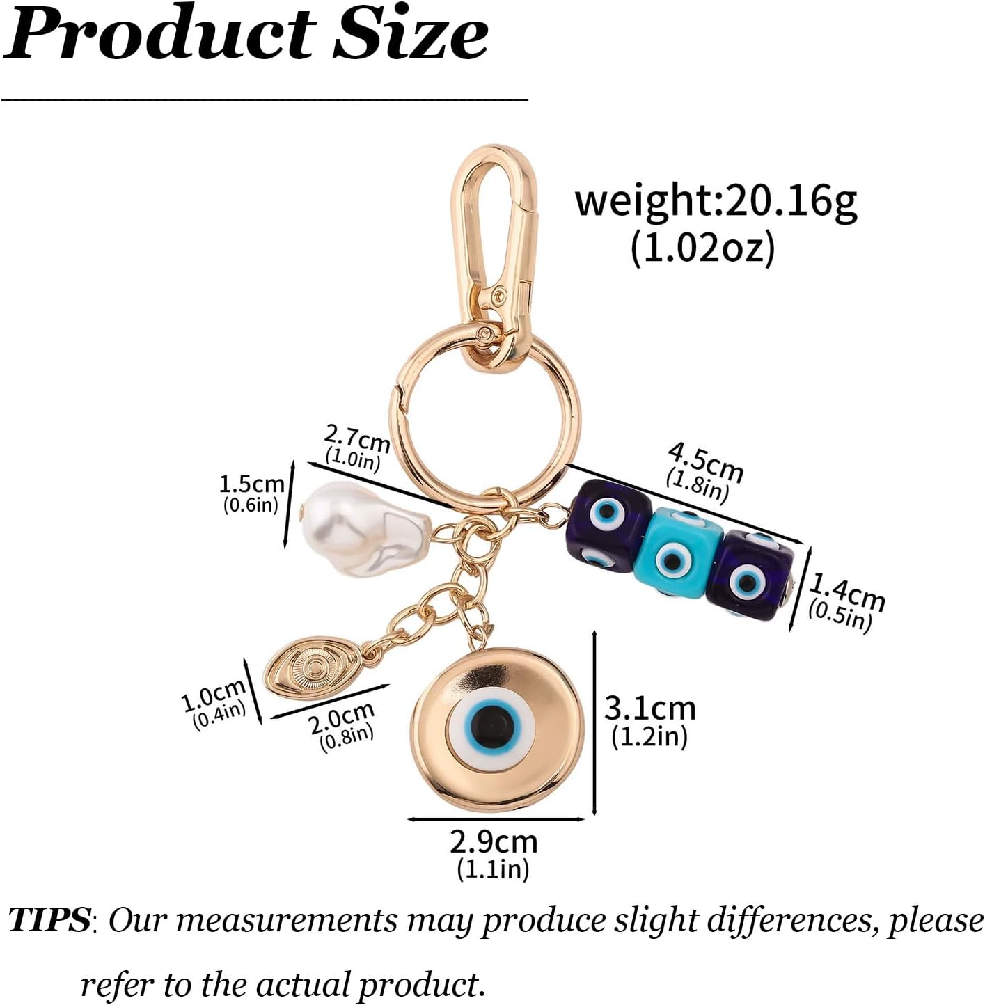 Angyape Evil Eye Keychain Gold Bag Charms Purse Charms for Handbags Cute Keychains for Car Keys Accessories Gifts for Women - Image 6