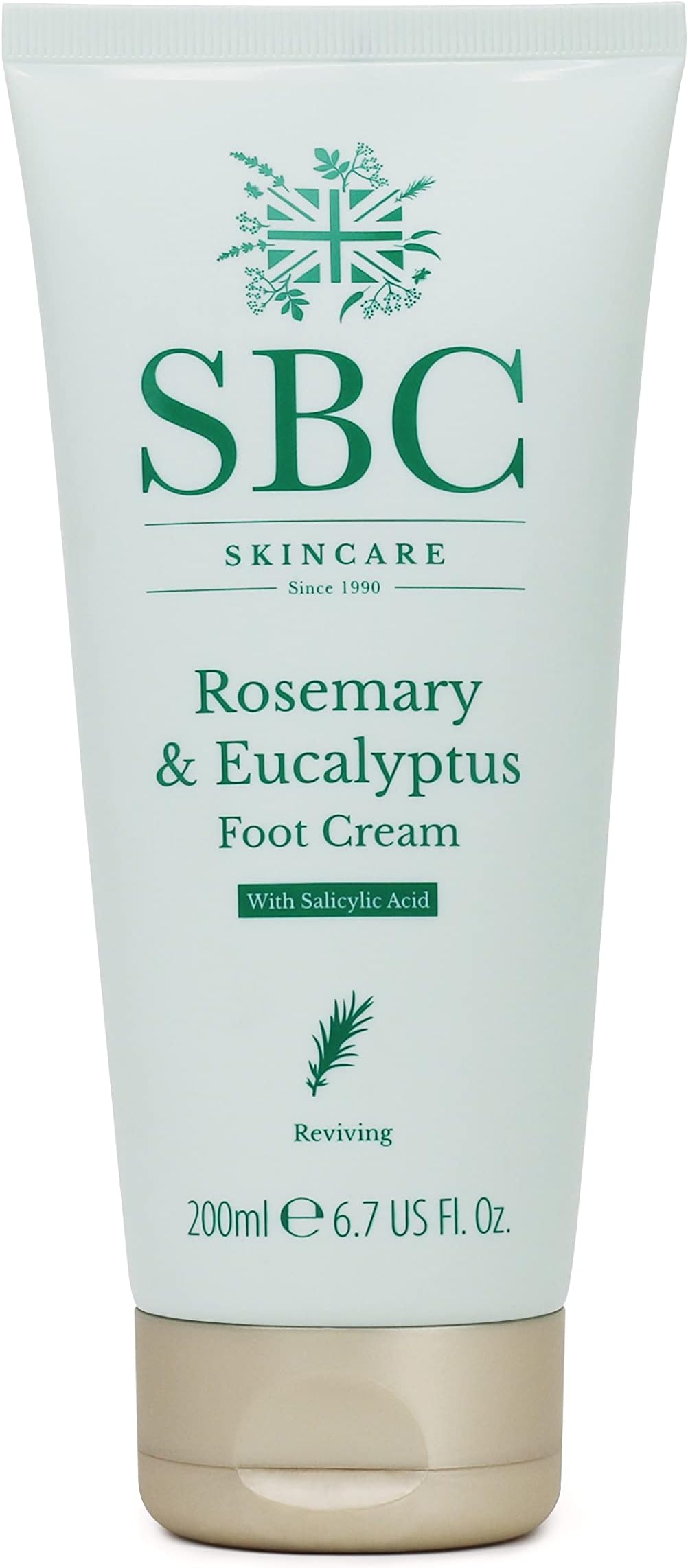 SBC Skincare Rosemary & Eucalyptus Foot Cream - 200ml | Award-Winning Foot Moisturiser With Shea Butter, Propolis And Salicylic Acid | Foot Cream For Dry, Cracked Or Hard Skin | Deodorising Foot Cream