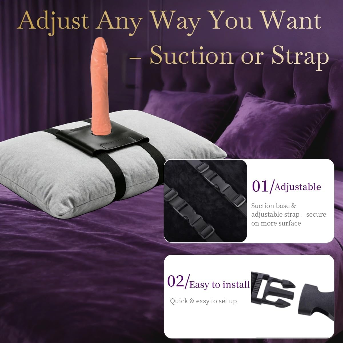 Suction Cup Dildo Mount Strap On Harness Dildos Kits Sex Saddle Holder for Hands-Free Play on Chair, Pillow, Sofa Sex Toys Games Adjustable for Solo or Couples Play(Without Pillow)