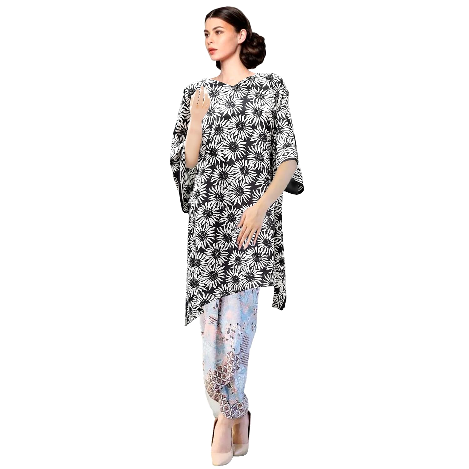 Caftán Aster Poncho multicolor con estampado batik hecho para destacar con comodidad 4