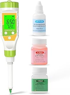 Digital pH Tester for Food, High Accuracy Food pH Meter with Backlit LCD Display and ATC for Meat, Bread, Canning, Brewing, Cheese, Solid Sampling, Soft Soil and Water 0.01 Resolution