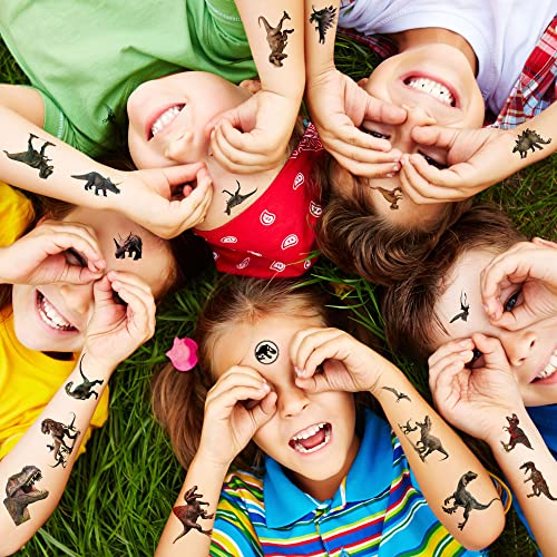 95 Pcs Dinosaur Temporary Tattoos Stickers, Cute Forest Dinosaur Waterproof Tattoo Stickers Theme Party Supplies Decoration Birthday Party Favors Kids Boys Girls Gifts #TOP6