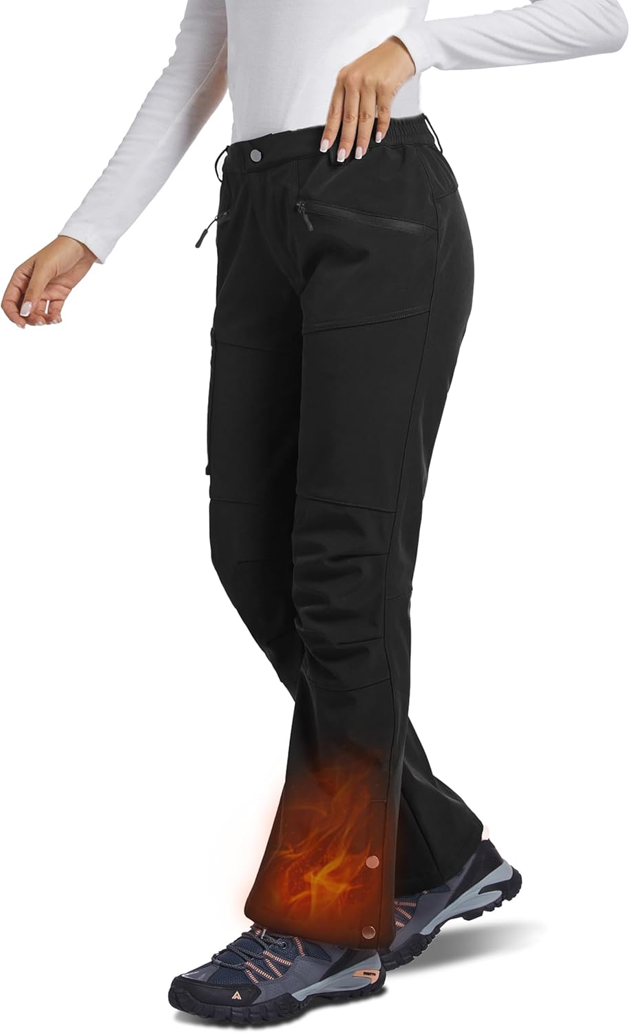 Women's Snow Ski Pants Waterproof Windproof Fleece Lined Softshell Insulated Winter Snowboarding Hiking Outdoor Flare Pants