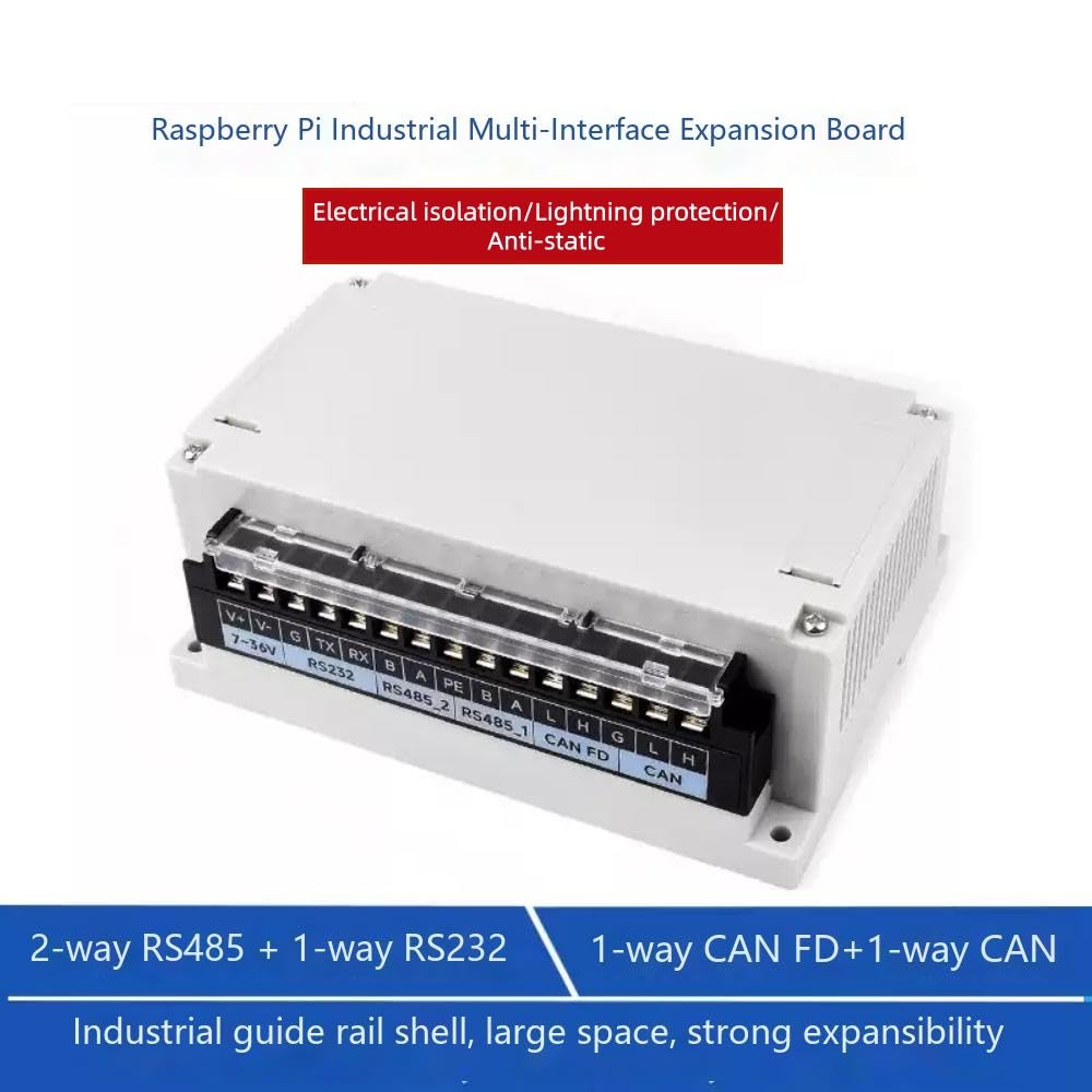 Scheda di interfaccia industriale Raspberry Pi, Isolata RS232/485 CANFD Scheda di Espansione, Montabile a parete/Rail-montabile