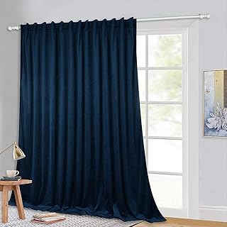 StangH Velvet Curtains 120 inches Long - Blackout Thermal Insulated Hight Ceiling Tall Curtains Backdrops, Privacy Room Divider Drapes for Cottage/Villa/Parlor, Navy Blue, W100 x L120, 1 Panel - Buy now