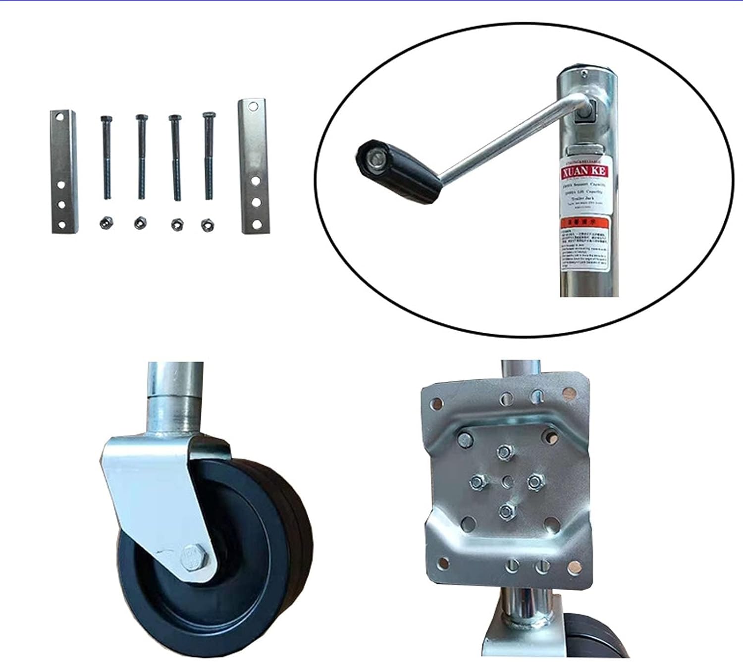 Boat Trailer Jack with Wheel - Heavy-Duty Bolt-On Swivel Jack, Heavy Load Trailer Jockey Wheel, Galvanized Support 15cm Double 680kg, for Boat, Camper, Yacht(