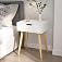 Device Bas with BROWN ART SHOPPEE Nightstands End Side Table with Drawer and Solid Wood Legs, Bedside Table for Bedrooms, Mid