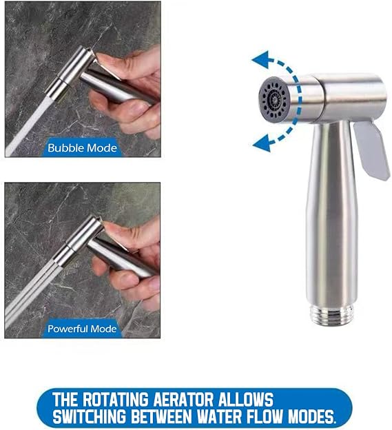Bidet Stainless Steel Hand Shower Set, Upgraded Dual-Function Dual-Switch Bathroom Bidet Attachment with Faucet Dispenser, Spring Hose Hook, Faucet Dispenser, Bathroom Hygiene and Diaper Cleaning