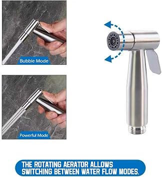 Bidet Stainless Steel Hand Shower Set, Upgraded Dual-Function Dual-Switch Bathroom Bidet Attachment with Faucet Dispenser, Spring Hose Hook, Faucet Dispenser, Bathroom Hygiene and Diaper Cleaning