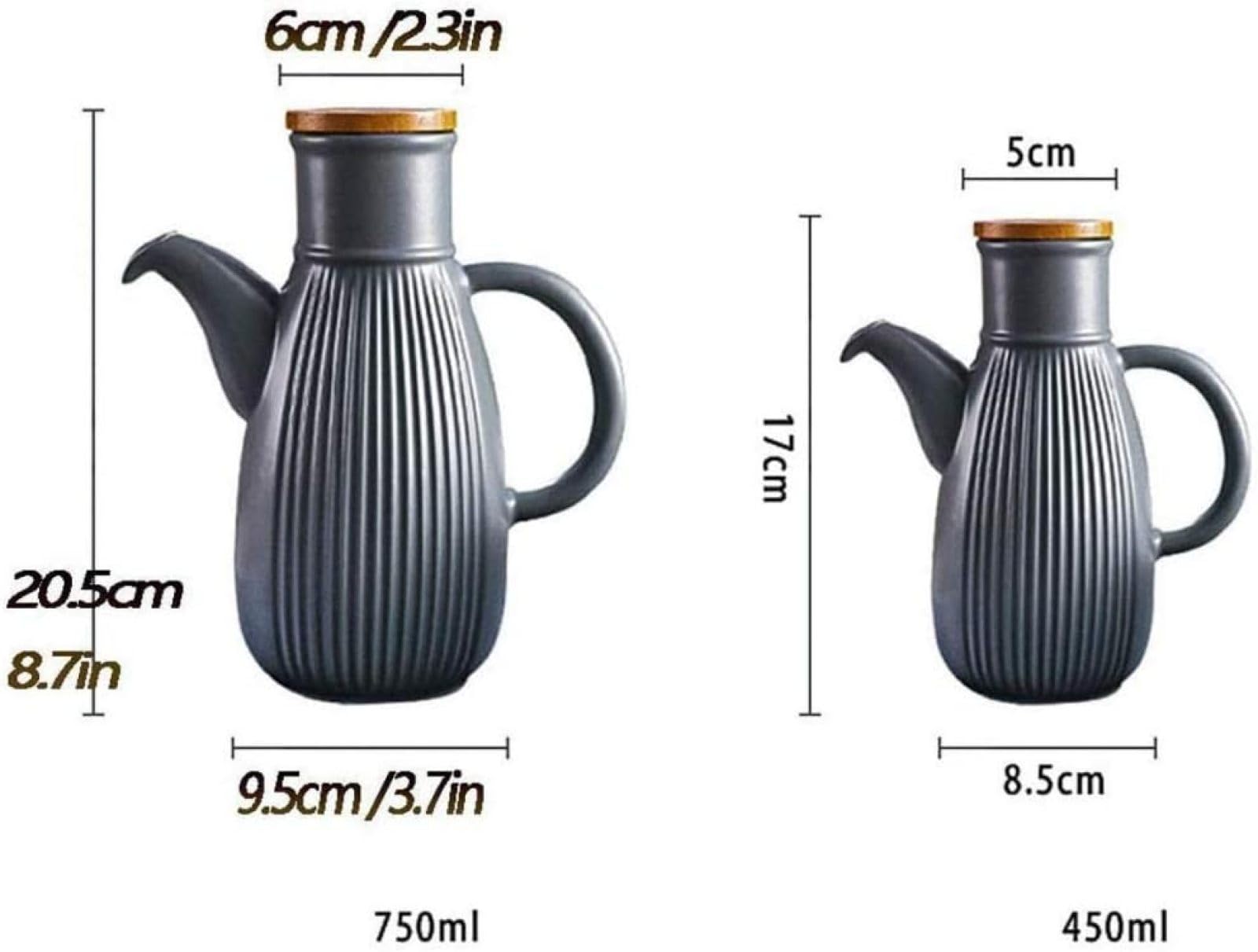 Ceramiczna butelka dozownika oliwy z oliwek, sos sojowy, ceramiczny dozownik z łatwym zdejmowanym przechowywaniem sosów do kuchni, oleju, sosu sojowego, octu i innych płynów, 750 ml