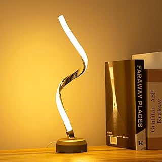 BASRAE Spiral Nightstand Lamps Modern LED Bedside Table Lamp,Bedroom Desk Lamp with 3 Colors Changing,Dimmable Night Table...