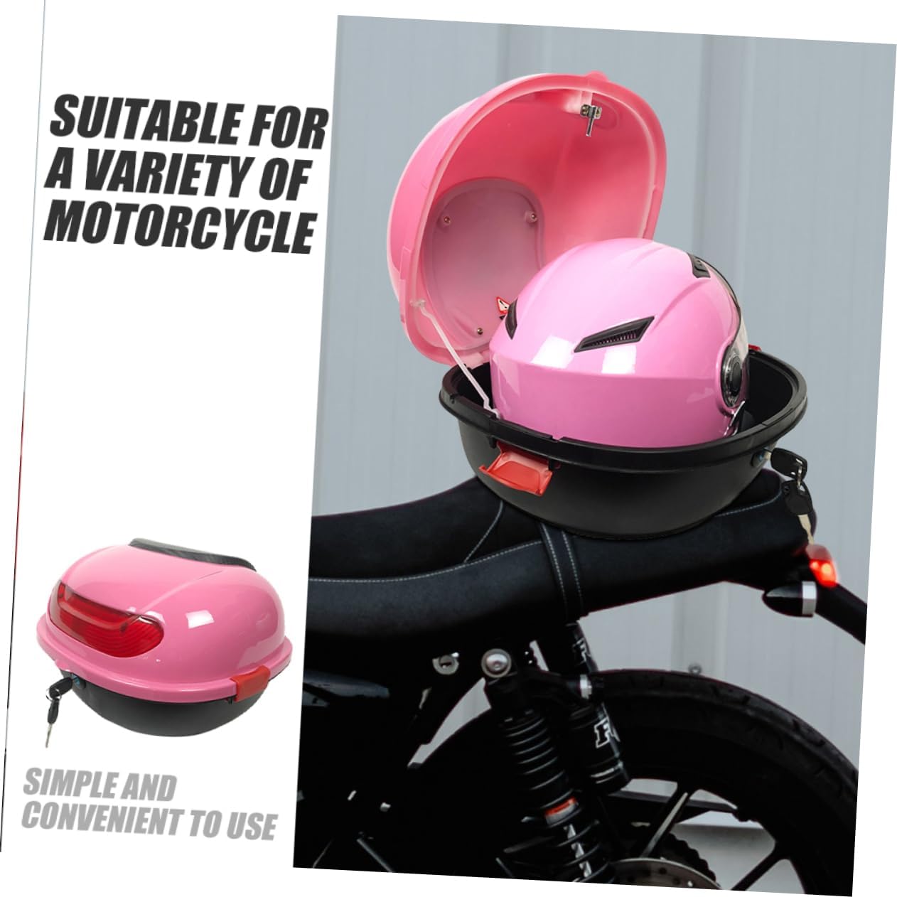 Motorcycle Top Box Case PP Sturdy Travel Storage Box Pink