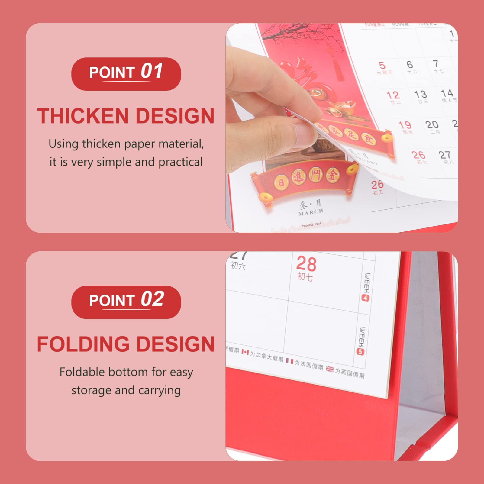 Tofficu 5stücke Tischkalender Year Desktop Kalender Dekorativ Mit Einfacher Gestaltung Für Planung Und Organisation Für Büro Zuhause Und Schule Doppelte Spiralbindung Perforierte