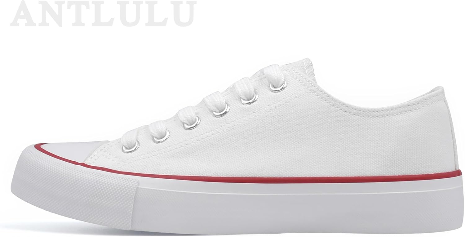ANTLULU Womens Canvas Shoes Low Top and Lace up Fashion Casual Sneakers Black and White Classic - Image 6