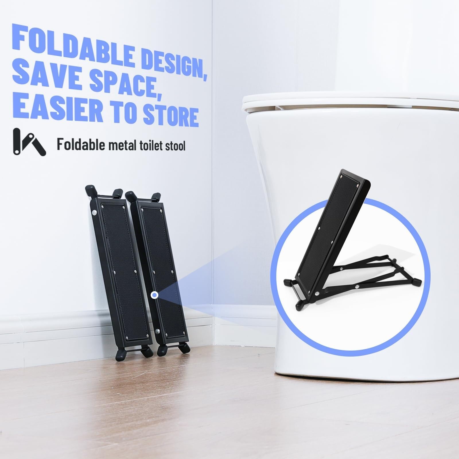 Generisch Klappbarer Toilettenhocker – tragbarer Reise-Kothocker for die Toilette, 17,8 cm und 22,9 cm höhenverstellbar, verbessert die Körperhaltung und den Komfort im Badezimmer