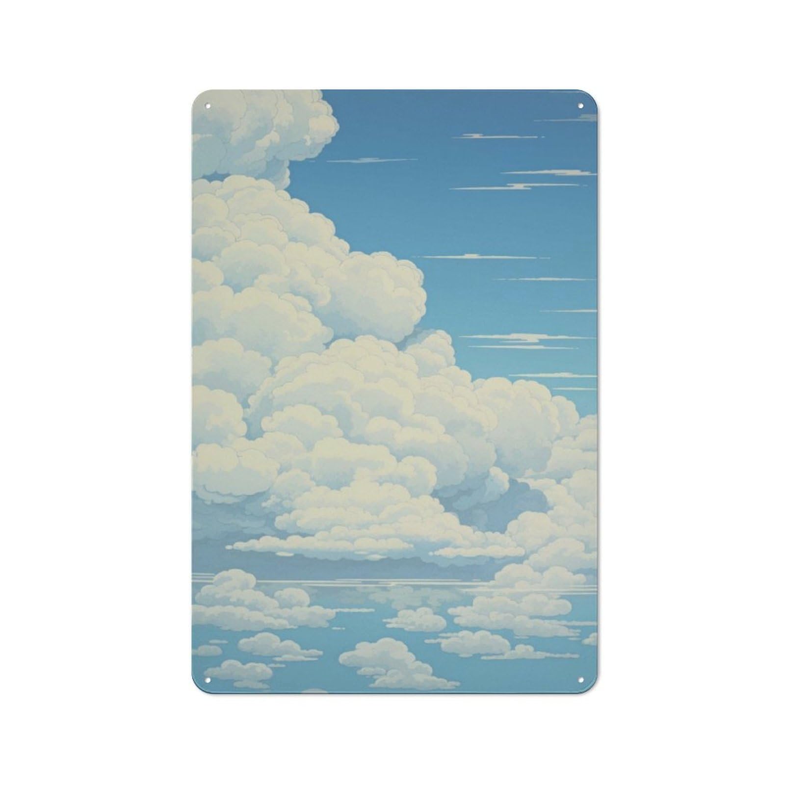 Junmoney Cloud Japanese Painting Retro Tin Wall Plaque 30X20cm For Man Cave Or Games Room, For Games Room Collectors