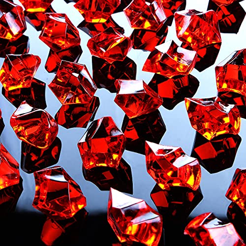 Babenest Acrylic Crushed Ice Rocks, 150 Pcs Fake Crystals Plastic Ice Cubes Diamonds Gems For Vase Fillers, Home Decoration, Table Scatter, Event, Wedding, Arts & Crafts (Red) #TOP5