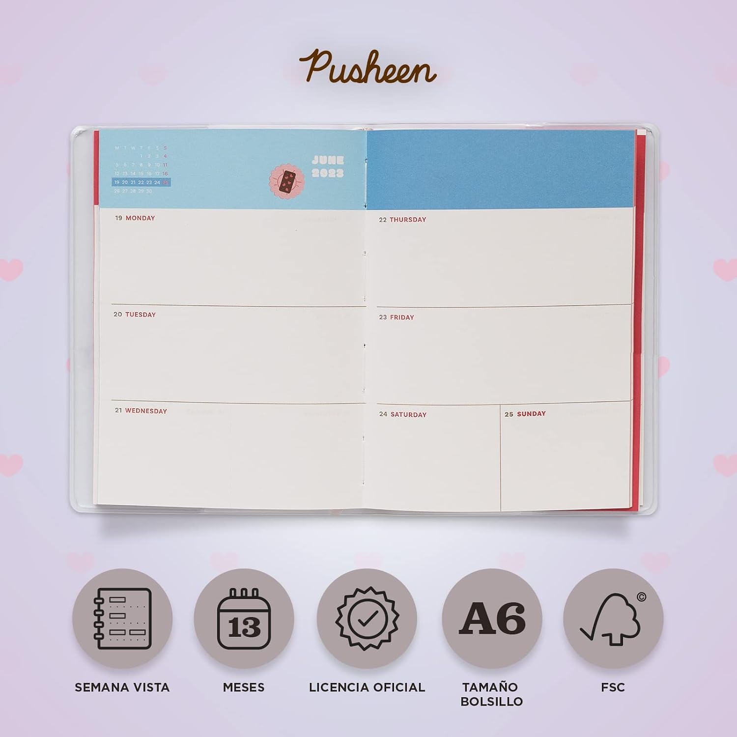 Grupo Erik Pusheen Purrfect Love Collection A6 2023 Week To View Diary | December 2022 - December 2023 | 2023 Weekly Planner| A6 Planner With Stickers And Pocket | 2023 Diary | Pusheen Gifts