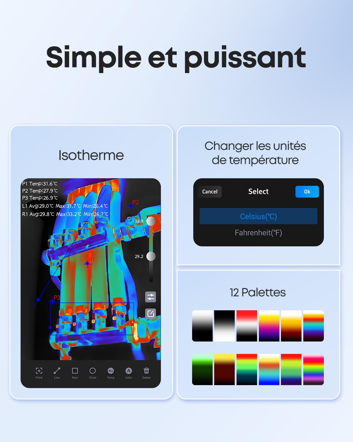 Caméra thermique Thermal Master P1 pour iPhone 15/16 et Android Caméra infrarouge Thermocaméras avec résolution X³ IR 320x240, -20℃-600℃ Inspection de maison 15x Zoom