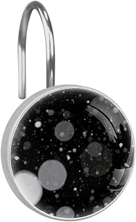 12 paquetes de ganchos decorativos para cortina de ducha, anillos de gancho de ducha de acero inoxidable para baño, anillos de cortina de ducha, color negro